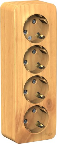 Розетка с заземлением накладная Systeme Electric Blanca 4-м. шторки ясень фото Розетка с заземлением накладная Systeme Electric Blanca 4-м. шторки ясень картинка